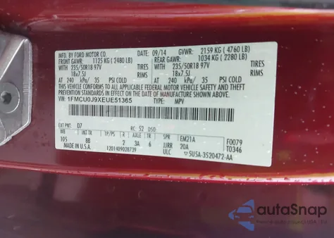 2014 Ford Escape Titanium from USA, damaged, VIN 1FMCU0J9XEUE51365
